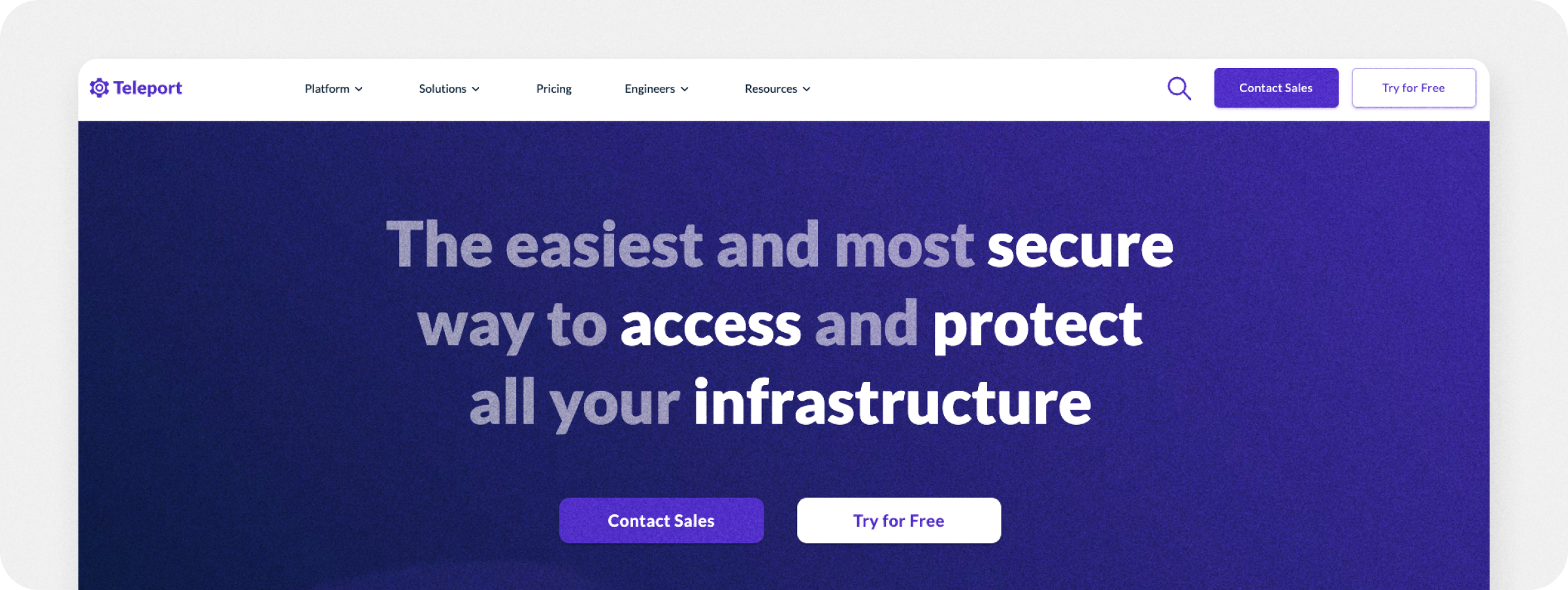 A screenshot of the Teleport homepage