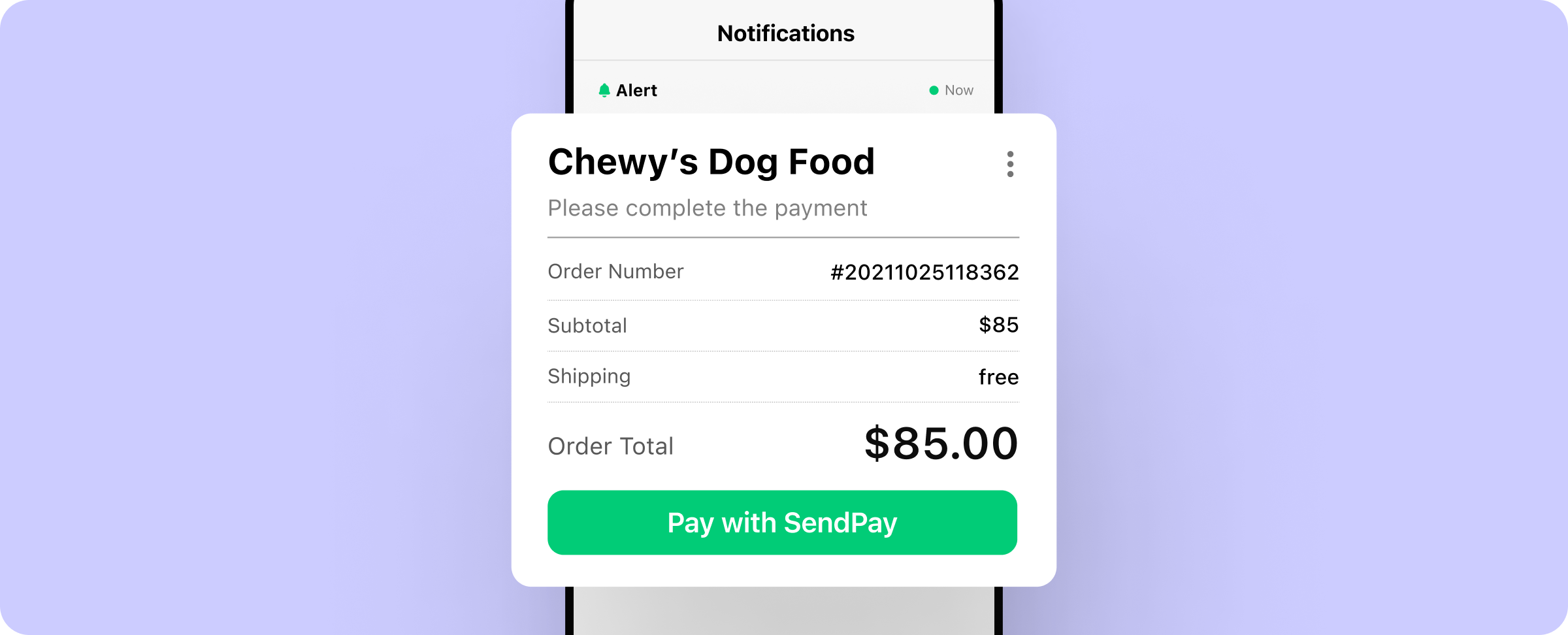 An example of a transactional message