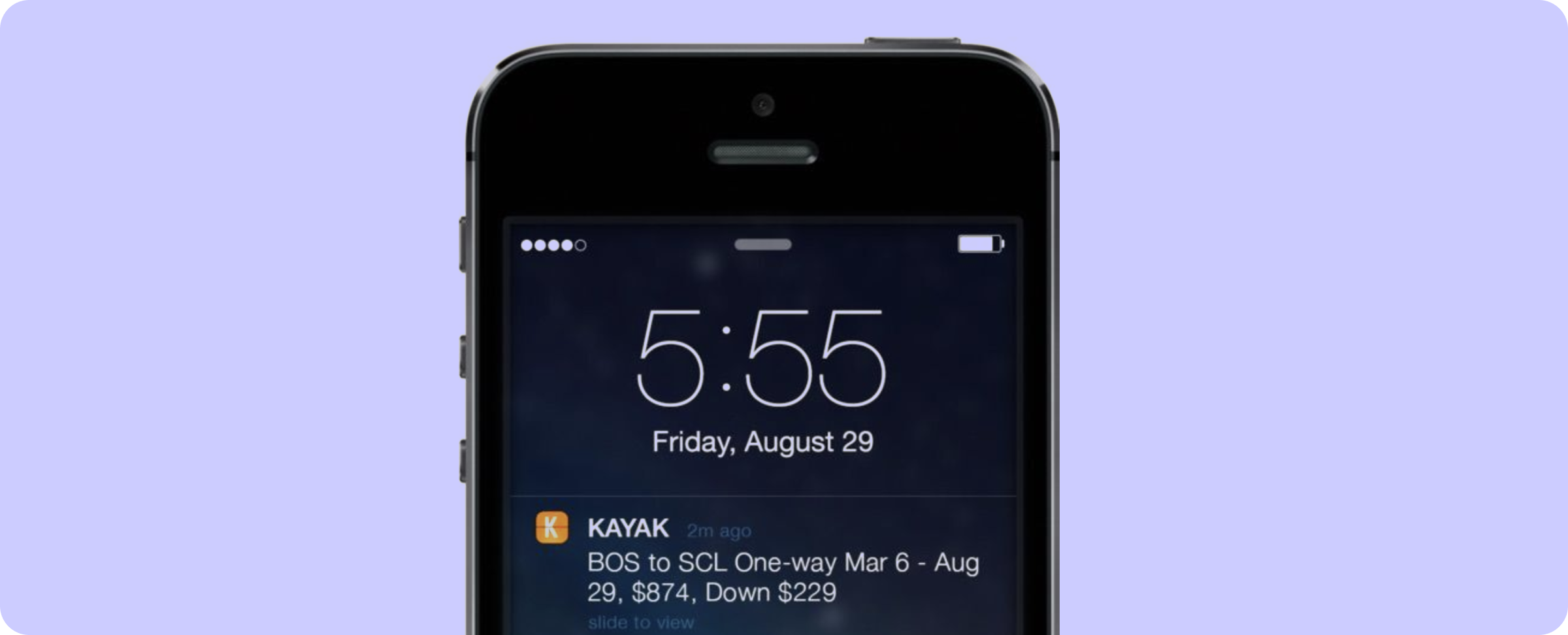 An example of an operational notification from Kayak