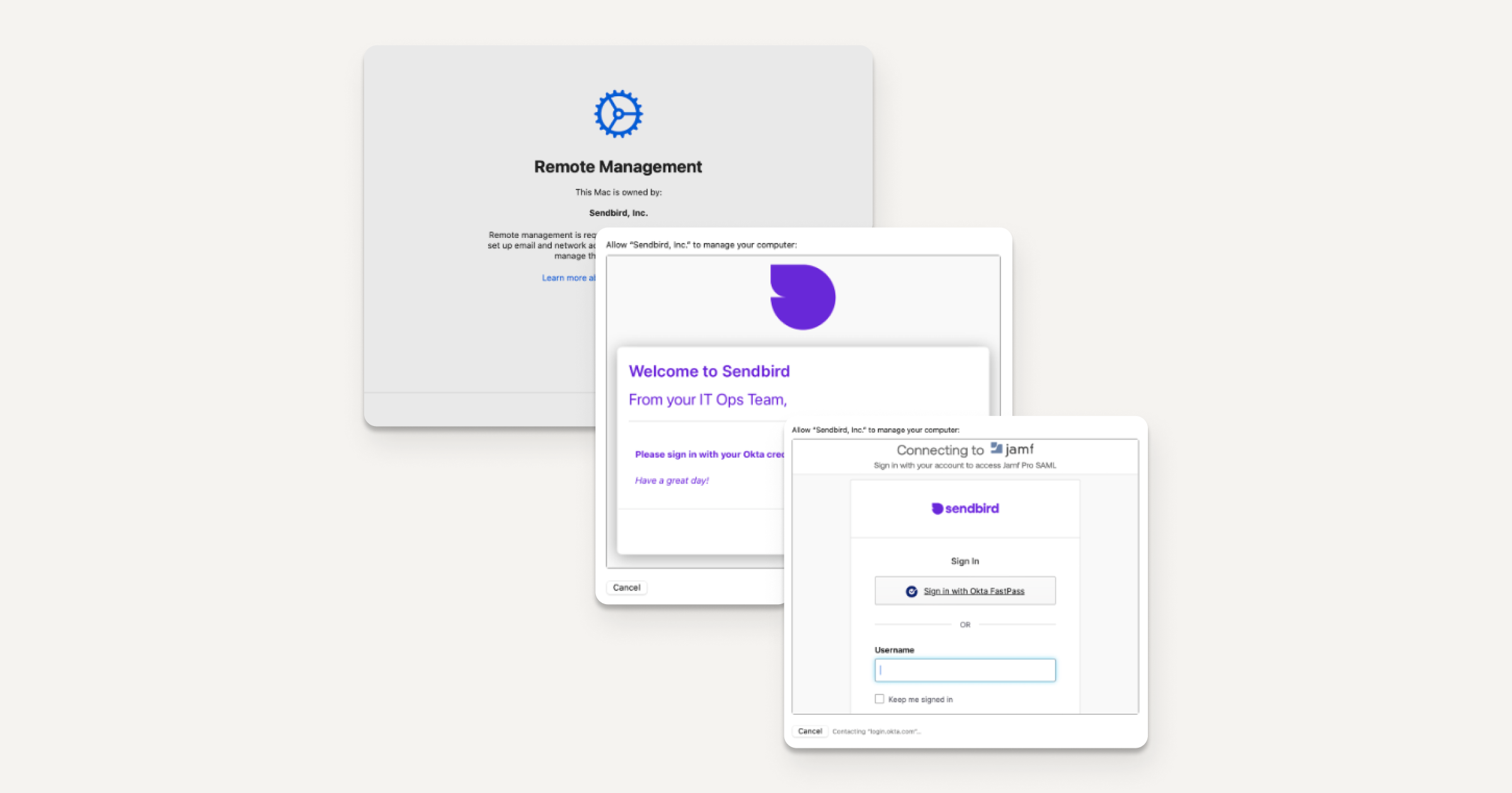 Jamf workflow for Sendbird onboarding