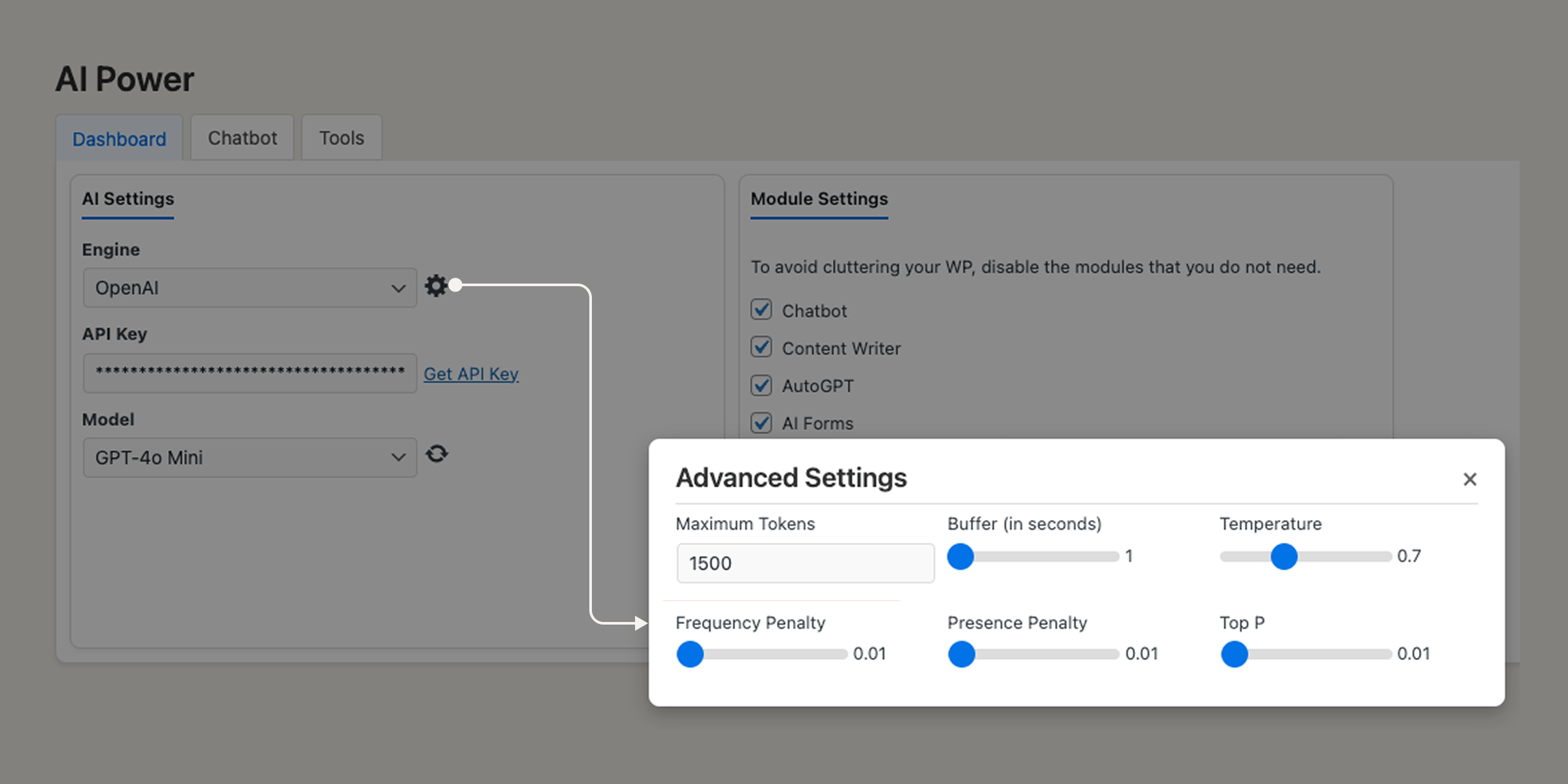 Frequency penalty AI parameter for AI agents