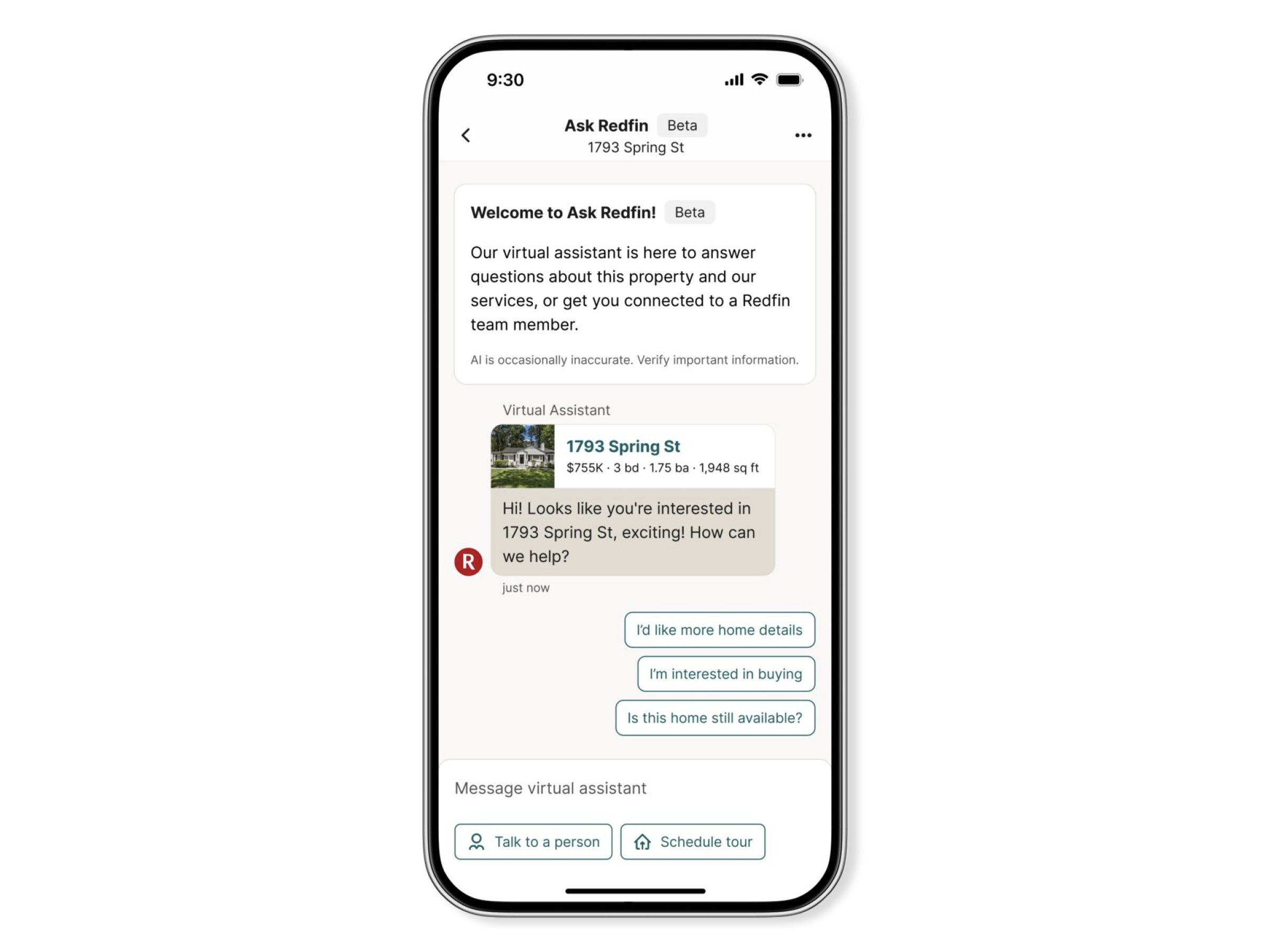 Redfin AI chatbot