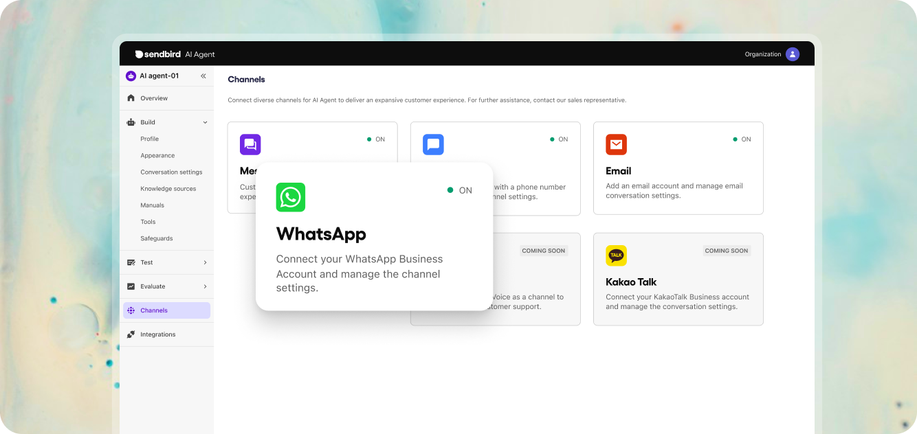 Sendbird AI agent on Whats App