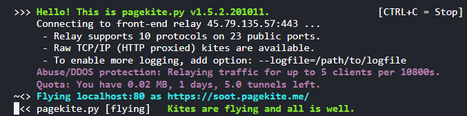 Tunneling output in CLI from command above